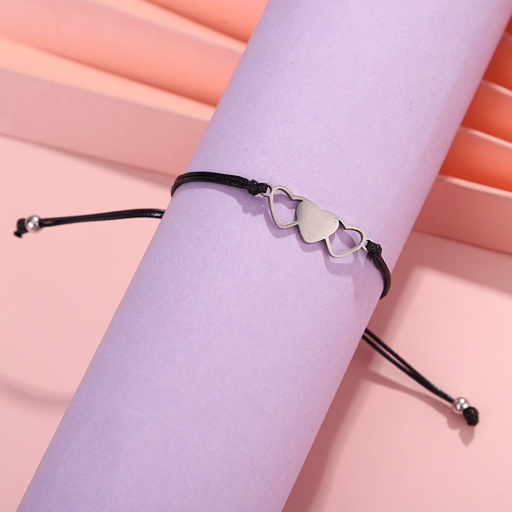 Bộ 3 Vòng Tay Dây Bện Mặt Hình Trái Tim Thời Trang Nữ