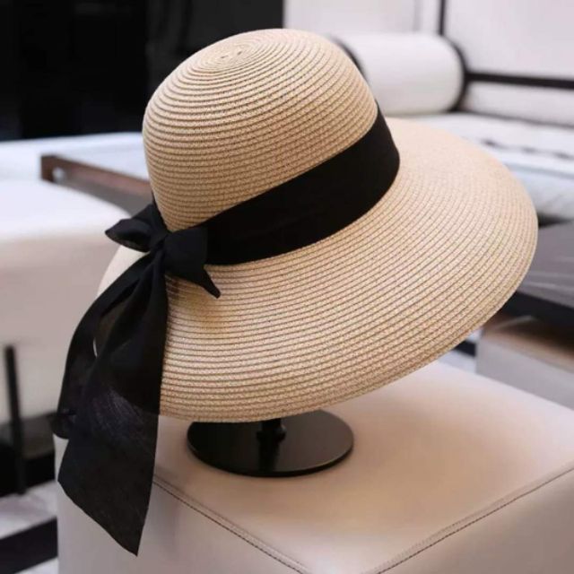 Mũ lồng đèn vành rộng size to nơ vintage sang chảnh