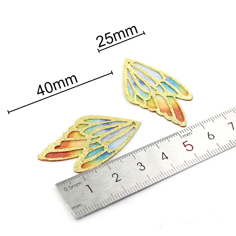 1 cánh bướm vải viền nhũ 40*25mm nguyên liệu làm trâm làm trang sức cổ trang cosplay cổ phục việt phục