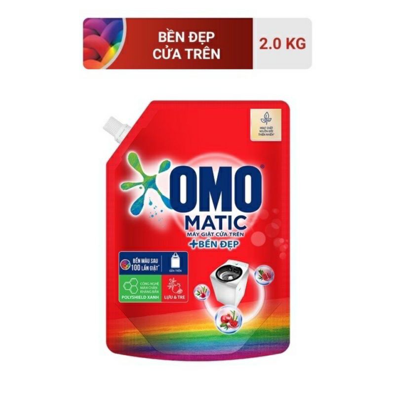 Nước Giặt OMO Matic/Cửa Trước/Dịu Nhẹ Trên Da/ Tinh Dầu Thơm 2.0kg