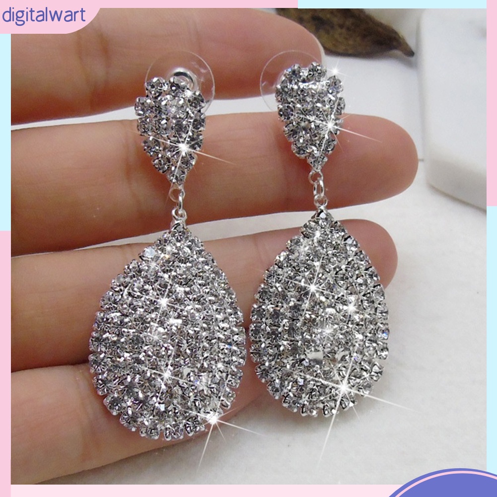 Khuyên Tai Đính Đá Hình Giọt Nước Thời Trang Thanh Lịch Dành Cho Nữ