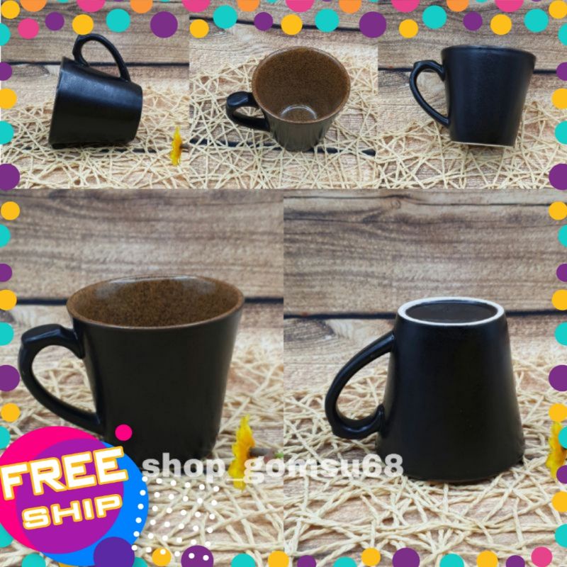 Cốc ly sứ có quai gốm Bát tràng tráng men nâu gốm Vintage Dung tích 140ml. Dùng pha cafe, latte, epresso...