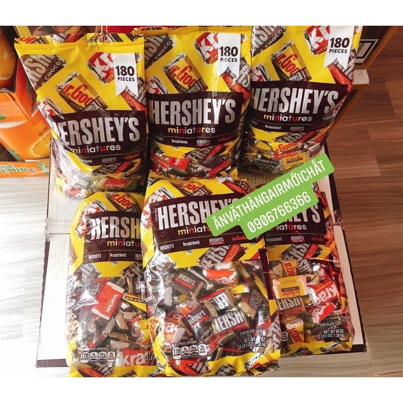Socola Hershey’s Miniatures Mỹ Gói 180 Viên - 1.58 kg