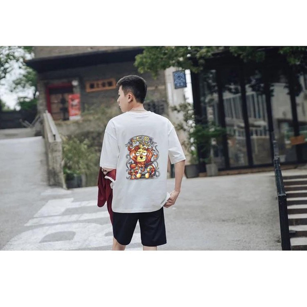 ÁO THUN UNISEX SƯ TỬ LEO 12 CUNG HOÀNG ĐẠO AOMI 8056MS TAY NGẮN TAY LỠ NAM NỮ CHẤT VẢI LOẠI MỘT