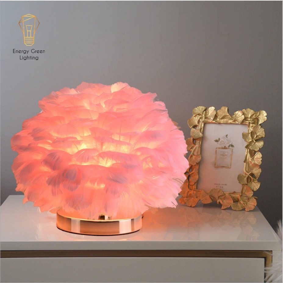 Đèn Bàn Lông Vũ Energy Green Lighting RH-307 Kiểu Dáng Hiện Đại,Sang Trọng - 3 Màu Sắc Thanh Lịch - 3 Chế Độ Ánh Sáng