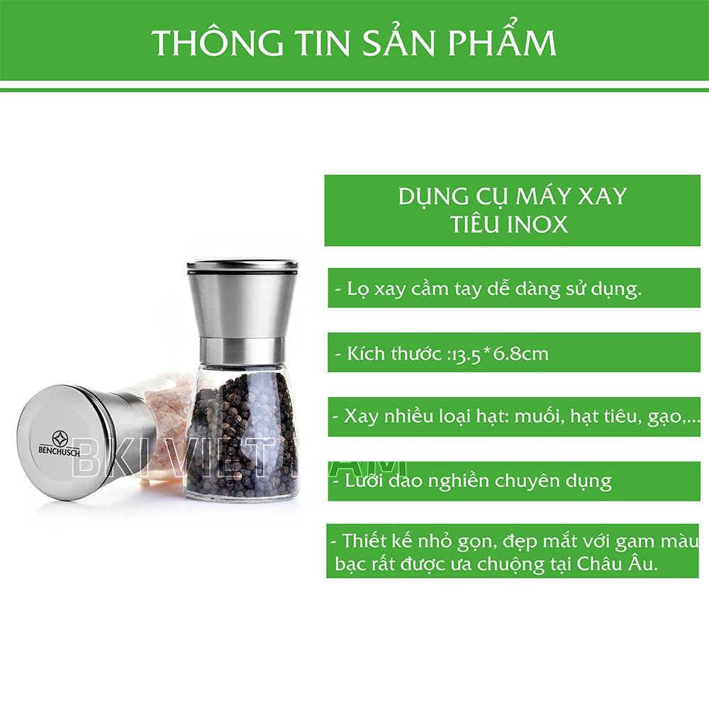 Dụng Cụ Xay Hạt Tiêu Inox 304 Cối Xay Tiêu Vặn Tay Tiện Lợi