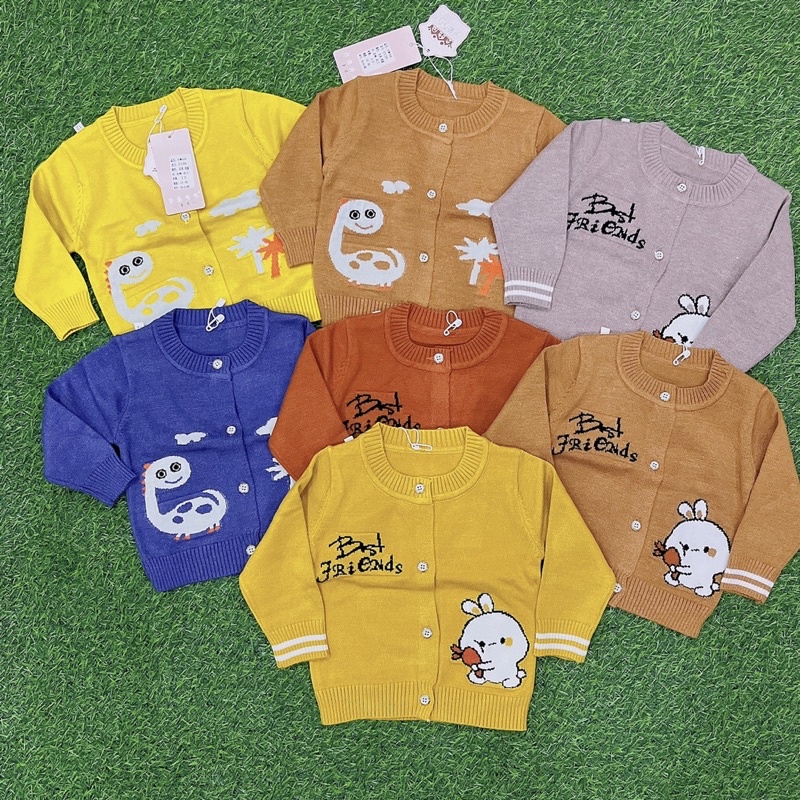 Áo len cardigan Quảng Châu siêu mềm mịn cho bé trai, chất len mịn không xù không bai nhão