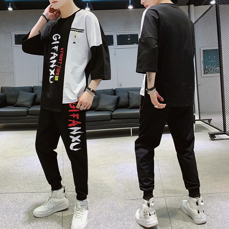 Combo 2 Bộ Quần Áo Thun Nam Tay Ngắn Quần Dài GiFanXu Sành Điệu SET NAM 9000026 B R | BigBuy360 - bigbuy360.vn