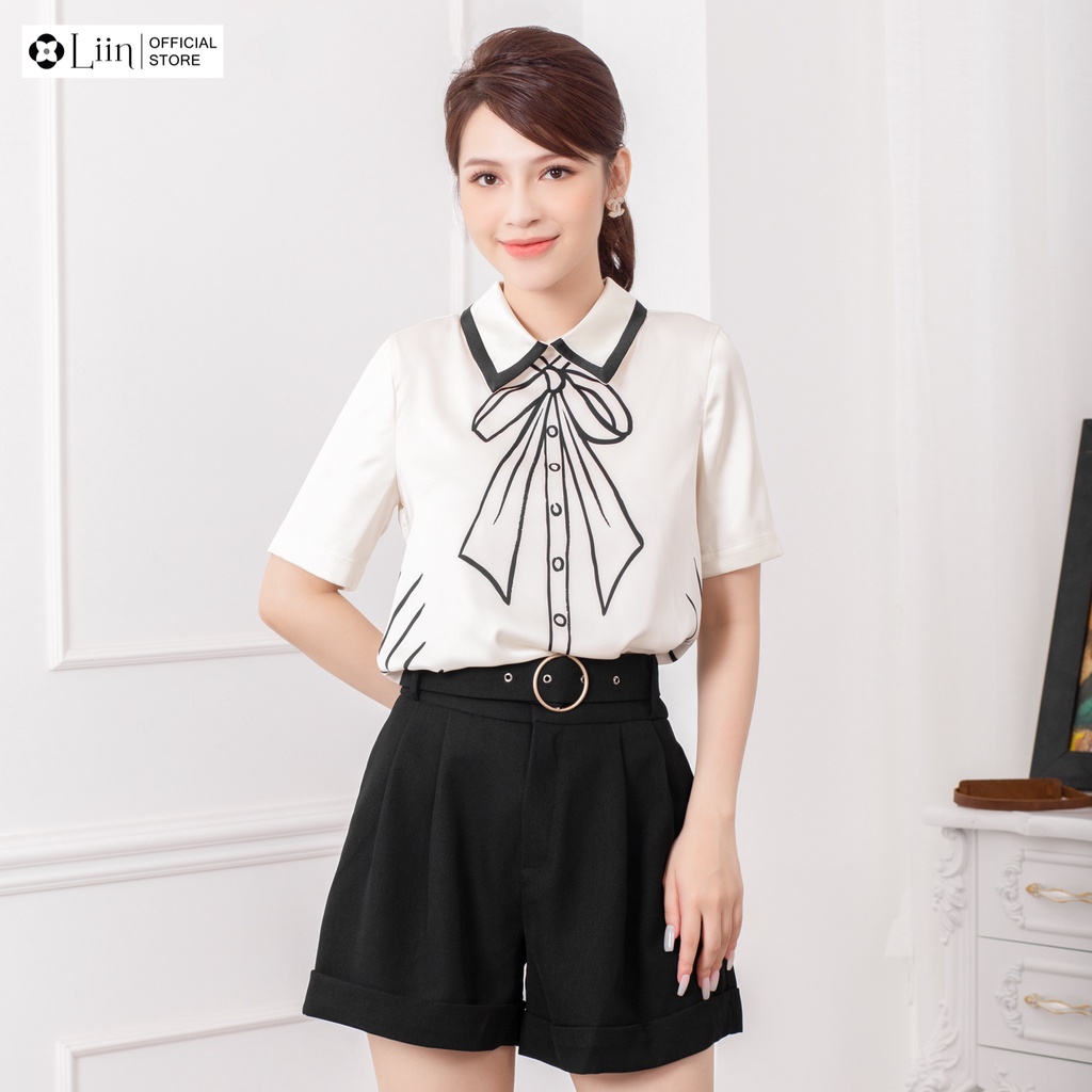 Quần Đùi nữ dáng suông màu Đen Đai Tròn mặc thoải mái, dễ phối đồ Liin Clothing Q3514