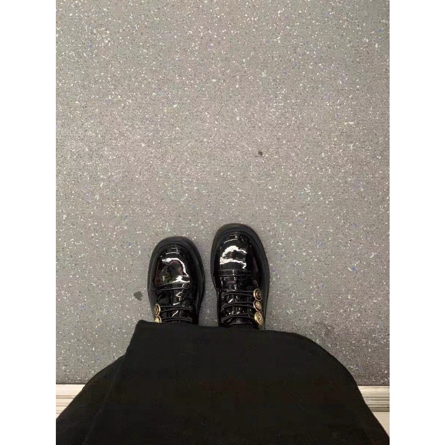 Giày Oxford nữ da bóng hàng cúc sang trọng phong cách Ulzzang Hàn Quốc