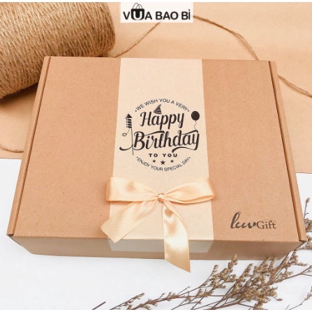 Hộp kraft thiết kế kèm túi quà kraft vintage, hộp quà sinh nhật, hộp dựng quà các dịp