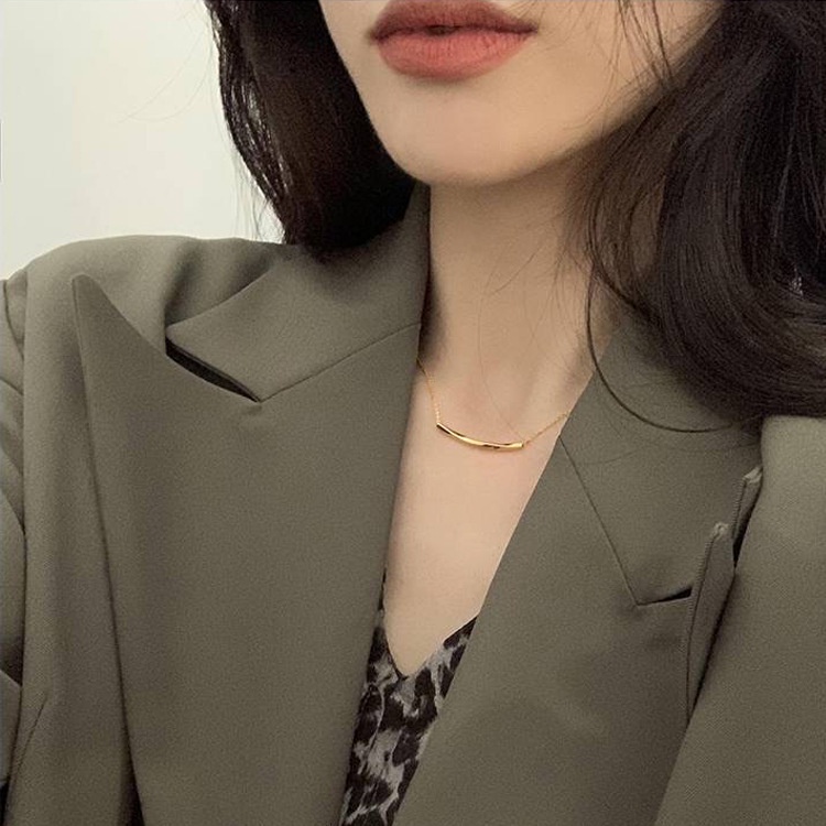 Dây Chuyền Kim Loại Mặt Chữ U Gợn Sóng Phong Cách Tối Giản Phong Cách Mới 2022