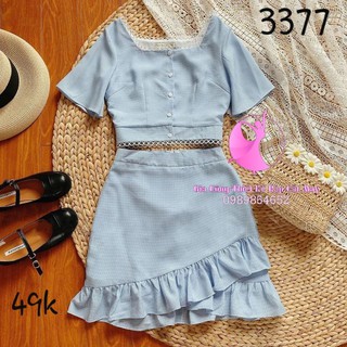 Mã 3377 rập sét váy croptop
