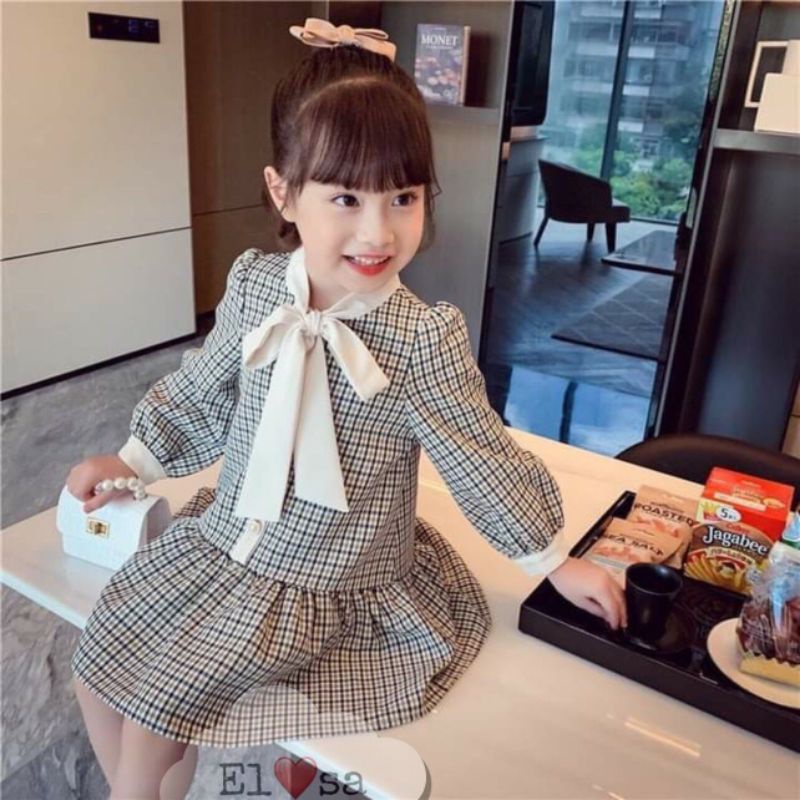 Váy bé gái - VÁY KẺ CA RÔ NƠ DỄ THƯƠNG CHO BÉ 1-5 TUỔI ĐI HỌC, ĐI CHƠI