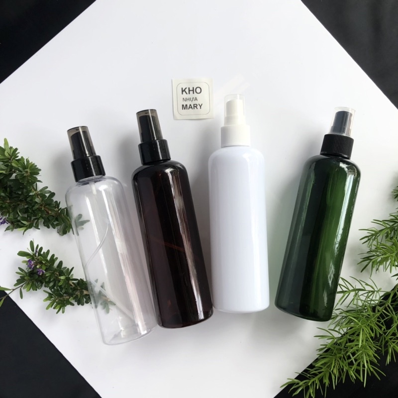Chai 200ml / 250ml xịt Sương Đen Cao cấp - bình Chai nhựa Pet  xịt dầu bưởi , chiết mỹ phẩm