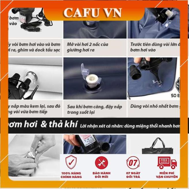 Đệm hơi ô tô nệm hơi cao cấp trên ô tô tặng kèm bơm điện và 2 gối - CAFU VN