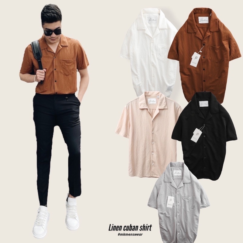 Áo Sơ Mi Đũi Ngắn Tay Nam Cổ Vest
