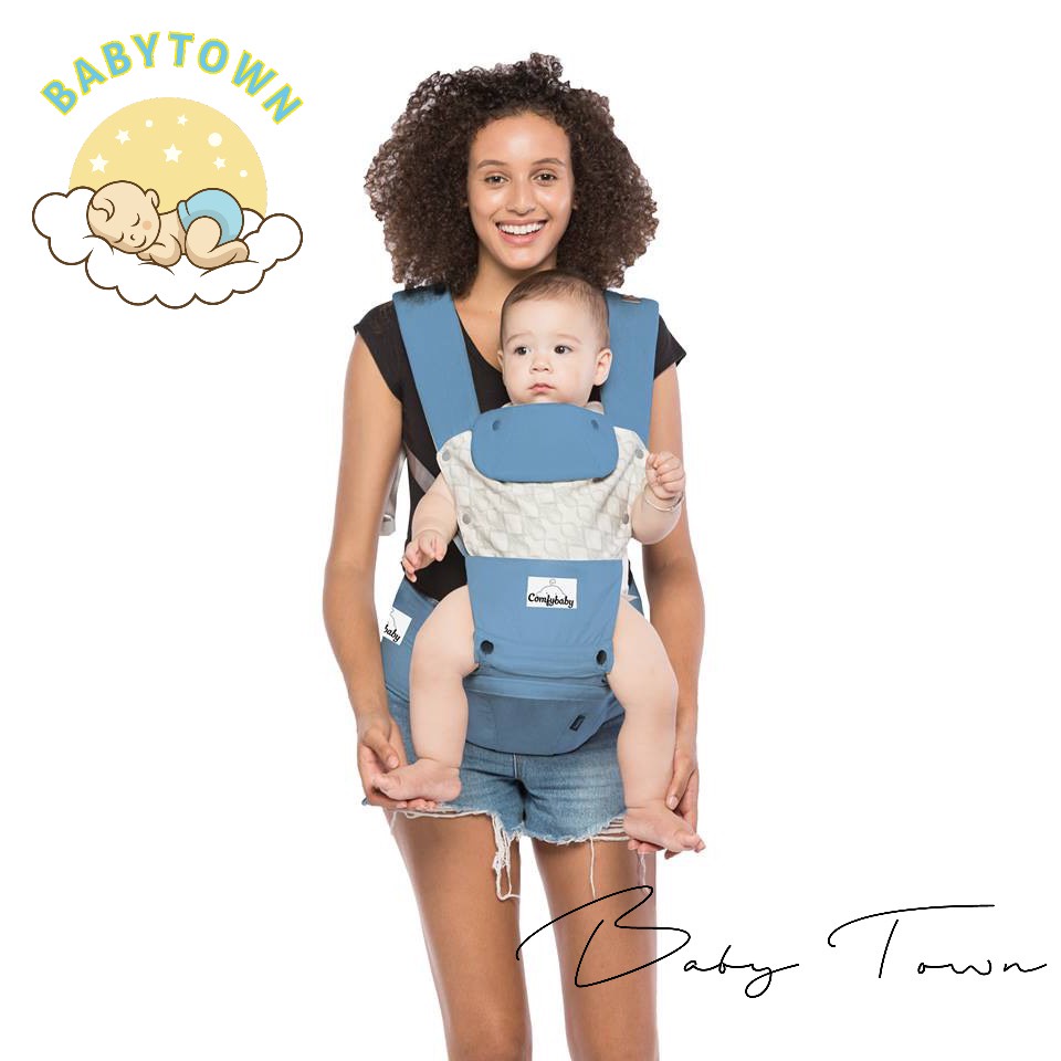 Địu ngồi trẻ em cao cấp siêu mềm - siêu thoáng 4 tư thế Comfybaby CF119HC003 cho bé từ sơ sinh tới 36 tháng có mũ đỡ đầu