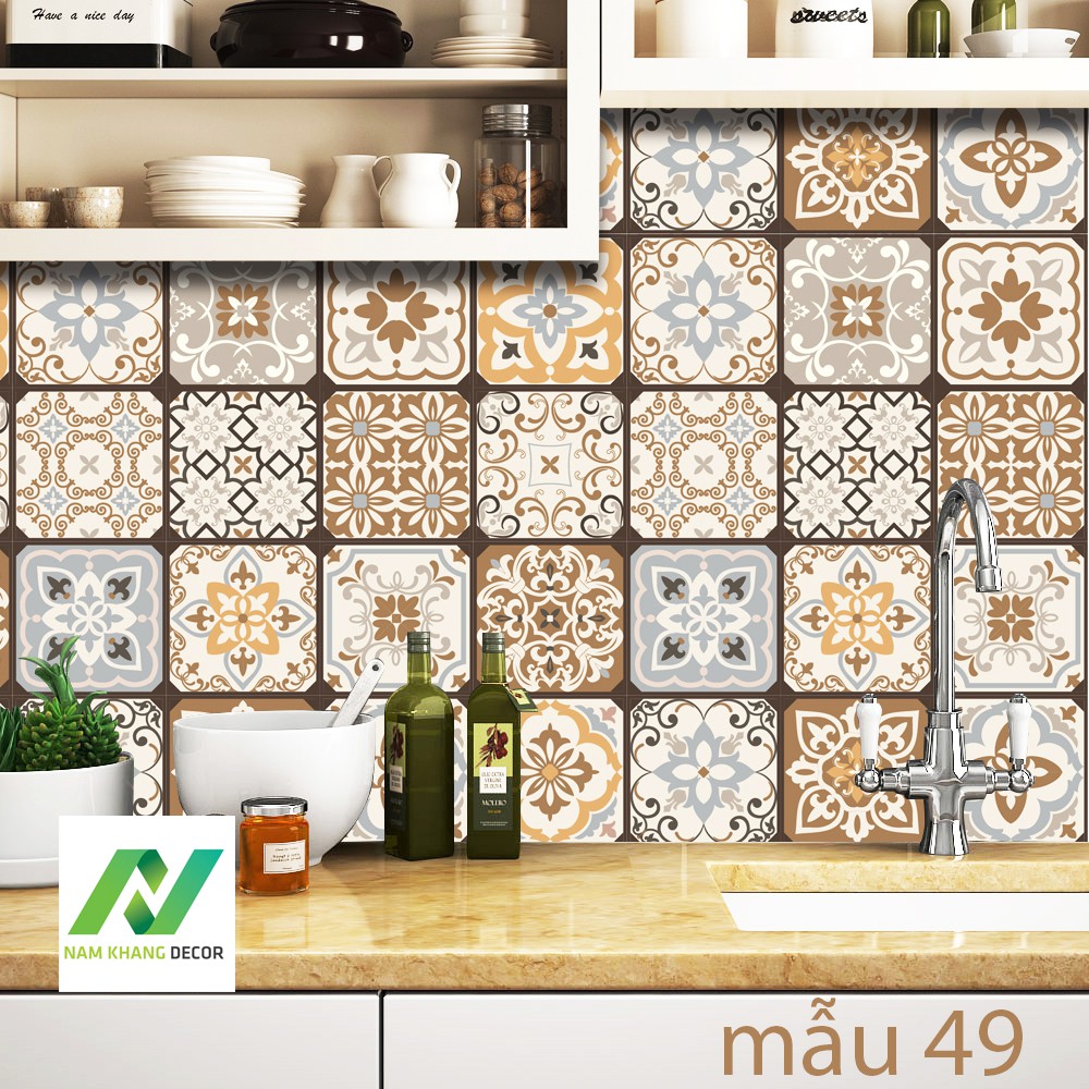 Mua 3 tặng 1 Set 32 ô 15cm hoặc 18 ô 20cm Decal gạch bông trang trí bếp, nội thất ... | BigBuy360 - bigbuy360.vn