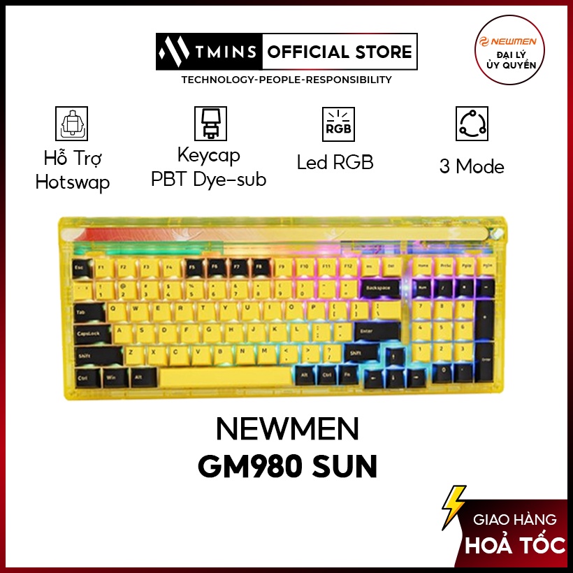 Bàn phím cơ không dây Gasket Newmen GM980 Sun hàng chính hãng