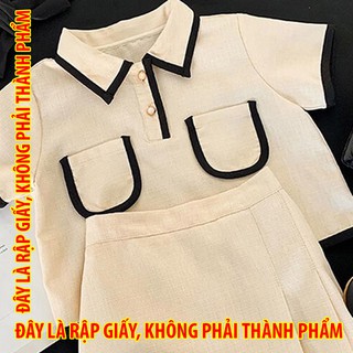 Rập giấy 30037 - Bộ Áo viền Quần váy xếp ly