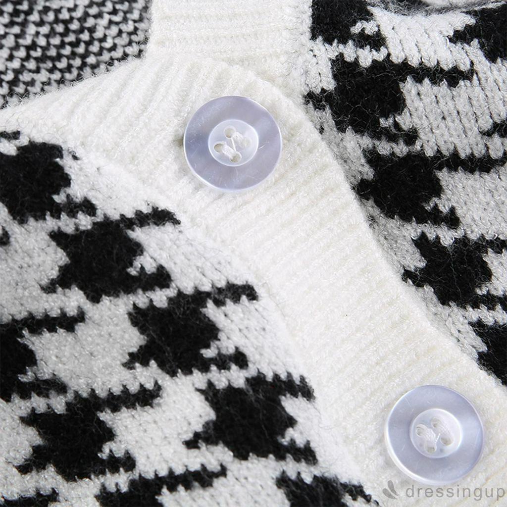 Áo Khoác Nữ Dài Tay Cổ Chữ V Họa Tiết Cổ Điển