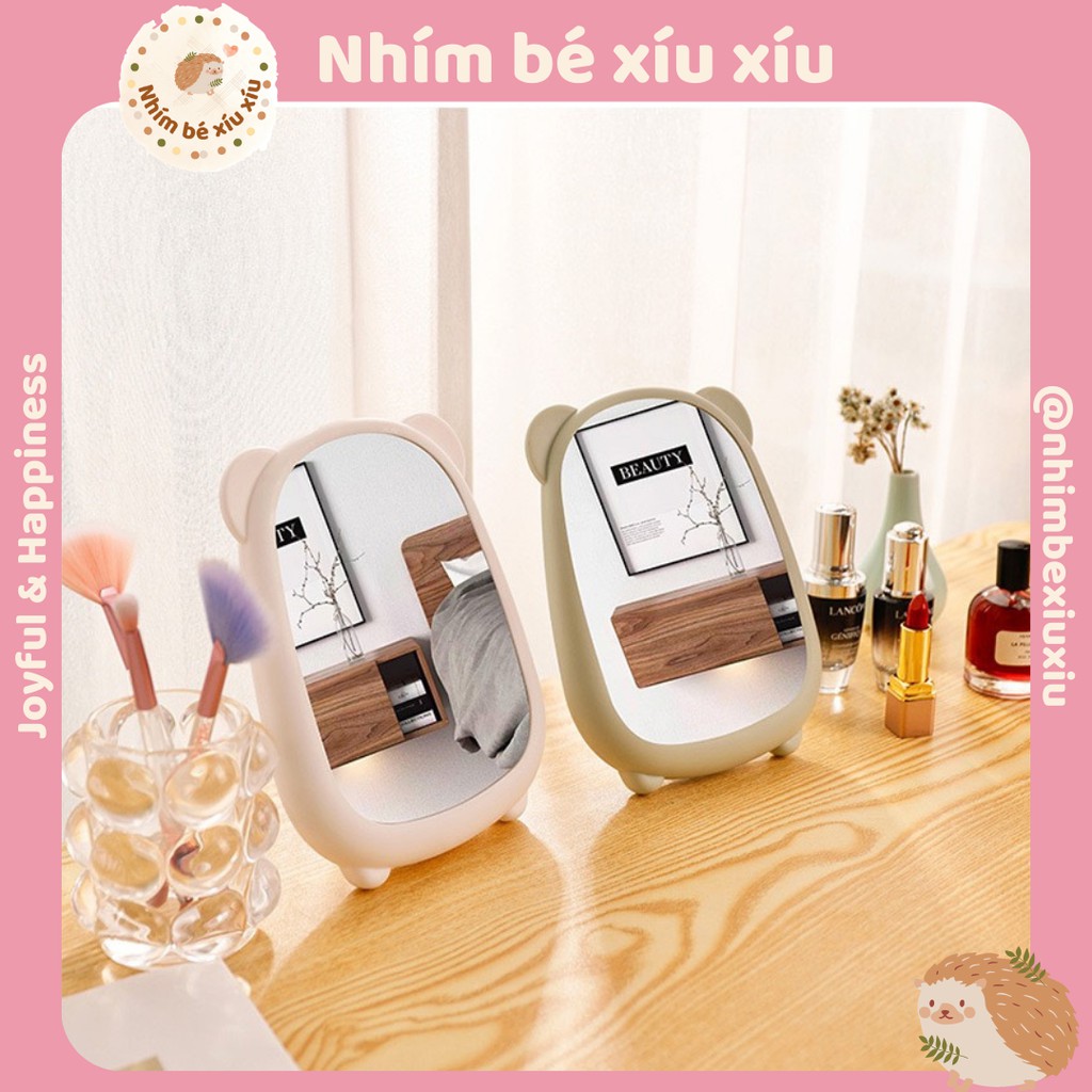 Gương để bàn/treo tường tai gấu nhựa ABS siêu cute VT120