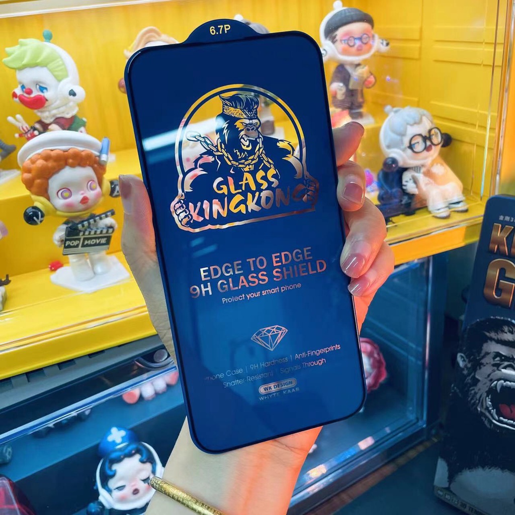 Kính cường lực Kingkong full màn trong suốt dành cho iPhone X --&gt; iPhone 14Pro Max - Full hộp sắt cao cấp.- Hộp Xanh New