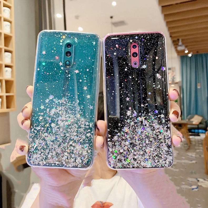 OPPO Reno 3 Pro Reno 2F 2Z Reno 2 Z ACE Reno 10X Zoom Case Silver Foil Bling Starry Sky Glitter Soft Silicon Phone Cover