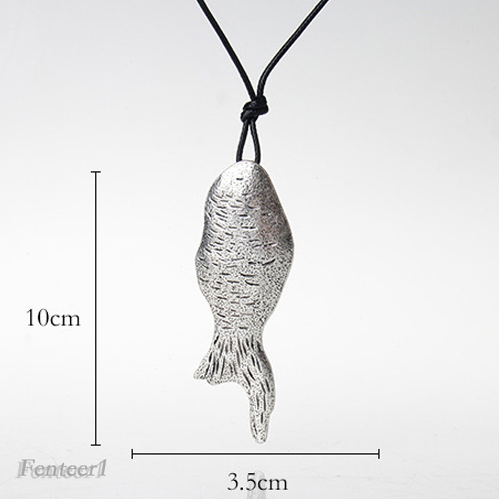 Fenteer 1 Vintage Fish Pendant Necklace Wax Chain Fashion Sweater 82cm