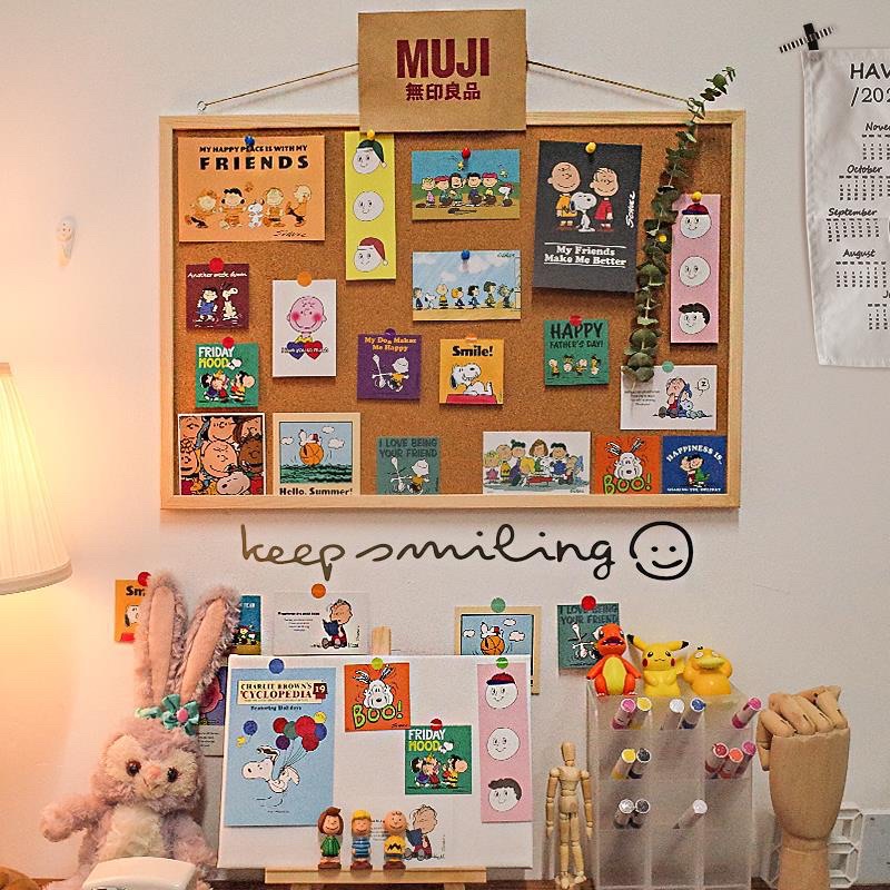 Bảng ghim gỗ bần ghim ghi chú, postcard decor bàn học (Tặng sticker và ghim)