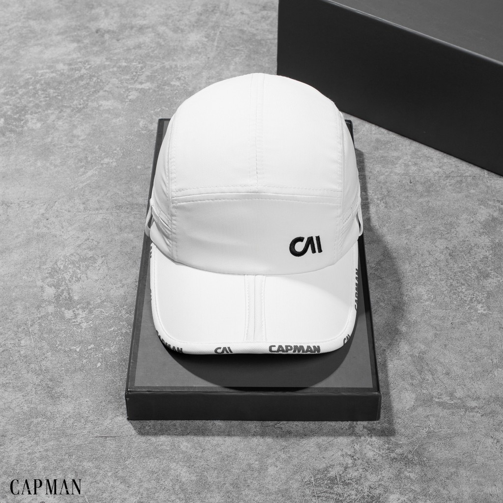 Mũ lưỡi trai chính hãng CAPMAN thể thao, màu trắng in hoạ tiết CM111