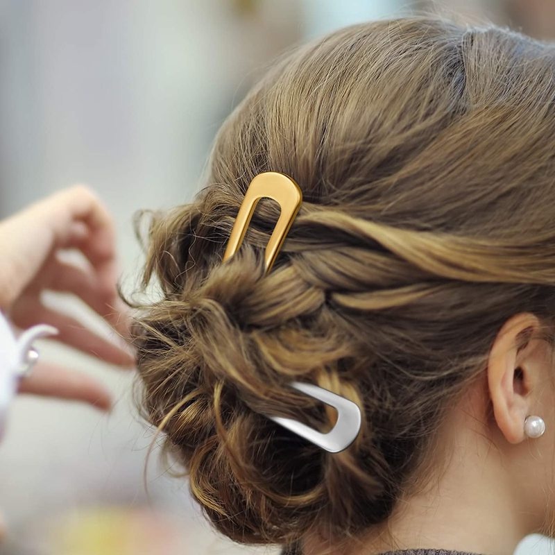 1 Trâm Cài Tóc Bằng Kim Loại Không Để Lại Dấu Hình Chữ U Phong Cách Vintage Dành Cho Nữ