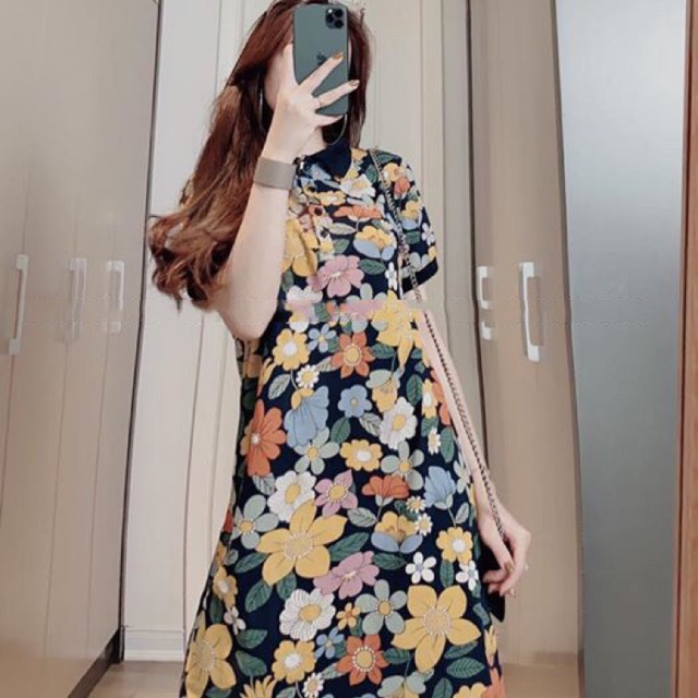 Bán sỉ váy hoa polo cổ bẻ