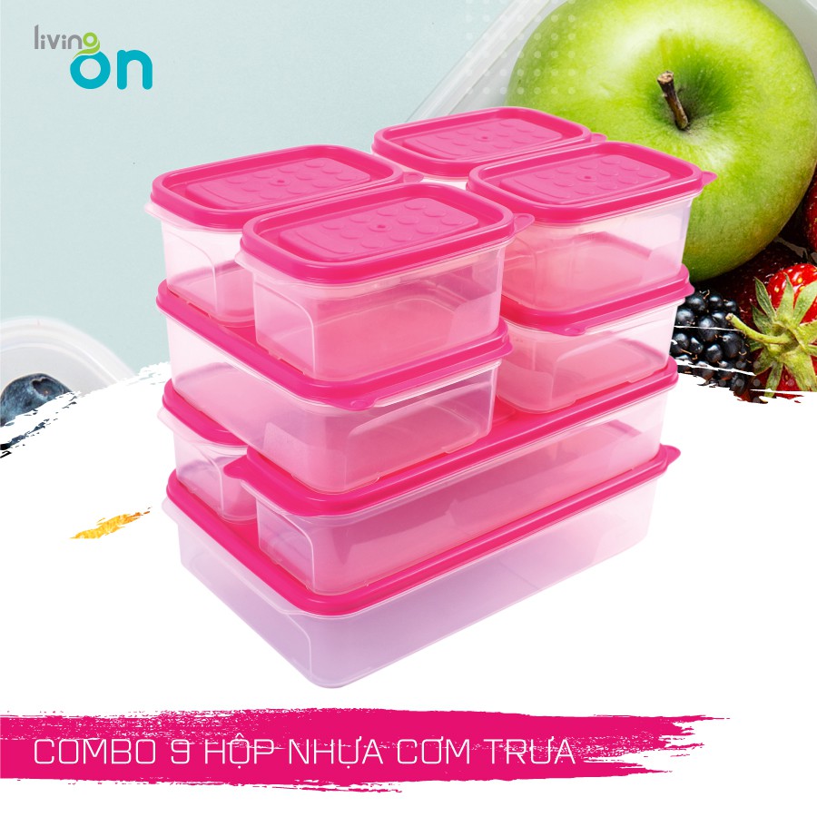 Set 9 hộp nhựa cơm trưa- Lunch box set 7