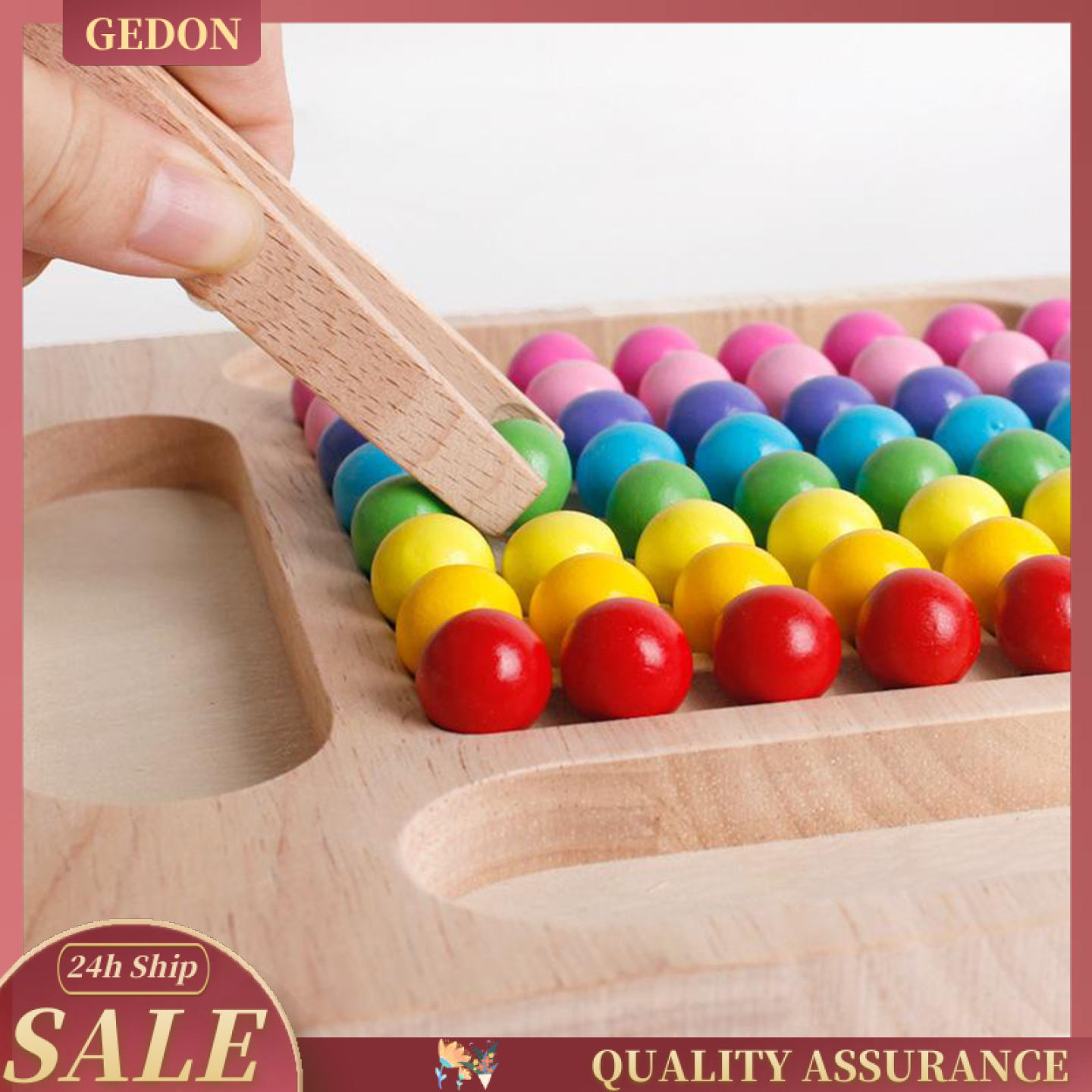 Wooden Puzzle Counting Sorting Stacking Art Clip Beads Game Early Educational Hand-Eye Coordination Brain Training Solution