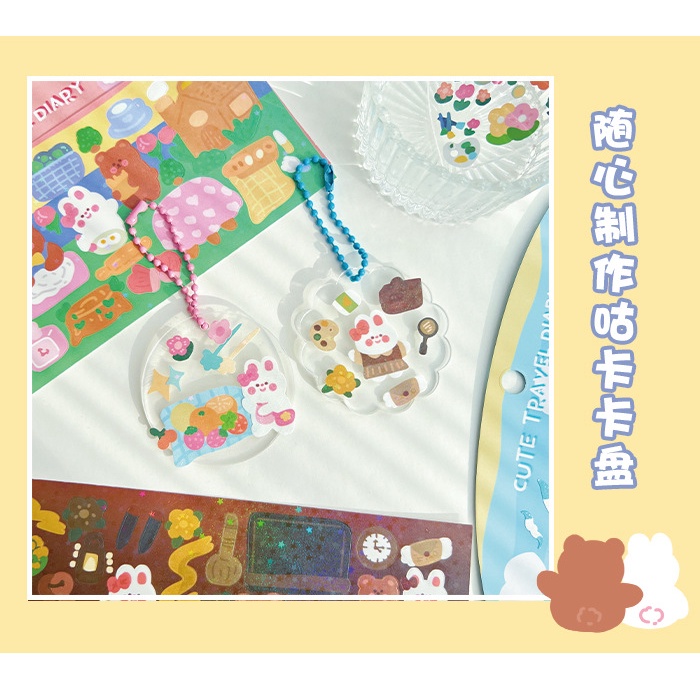 Peach 1Pcs Animal travel cartoon stickers Journal Scrapbook Decor Sticker