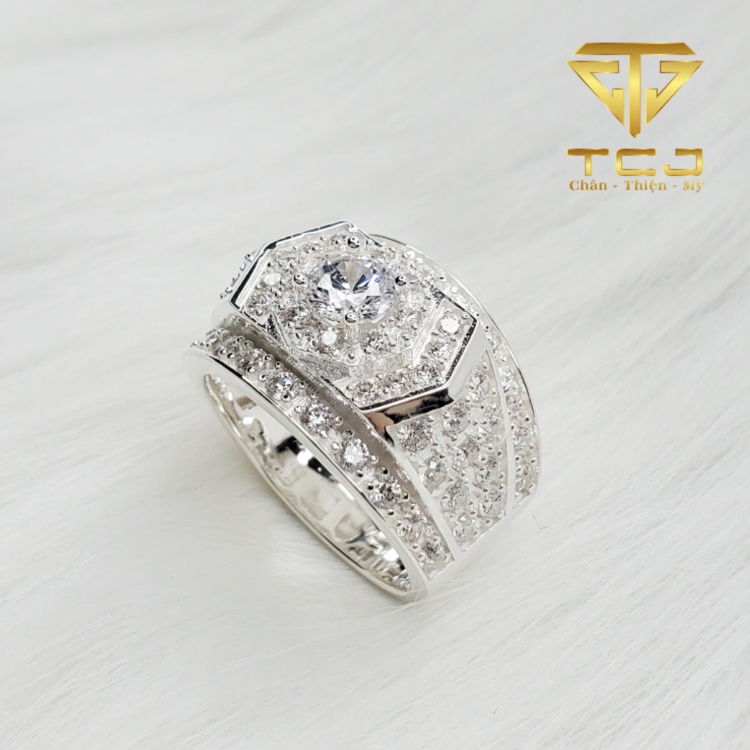 Nhẫn nam bạc ý 925 thiết kế mặt full đá cực sáng RM0164 Trang sức Toàn Cầu TCJ