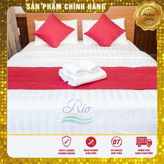 {Sọc T300} Trọn bộ ga gối vỏ chăn trắng sọc 1.6mx2m