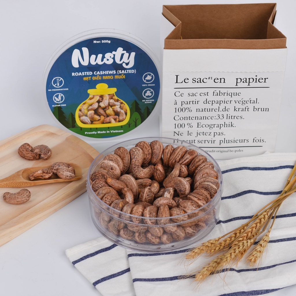 Hạt điều rang muối size lớn hàng A Cồ xếp hoa, to đều, nguyên hạt Nusty