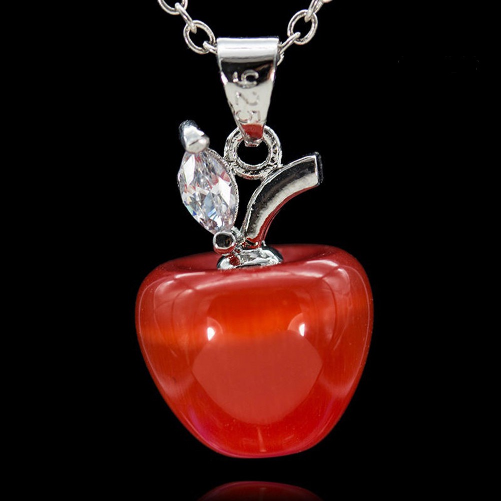 Mặt Vòng cổ Hình Quả Táo Đỏ Đính Đá Opal Thời Trang Cho Nữ