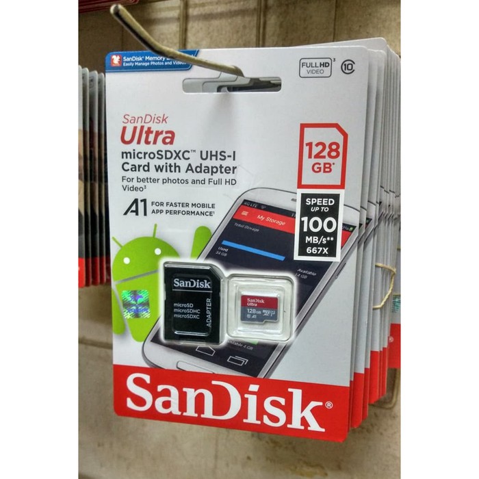 Thẻ Nhớ Sandisk Ultra 128gb 100mb / S Microsd Class10 A1 Uhs-i Sdxc + Bộ Chuyển Đổi