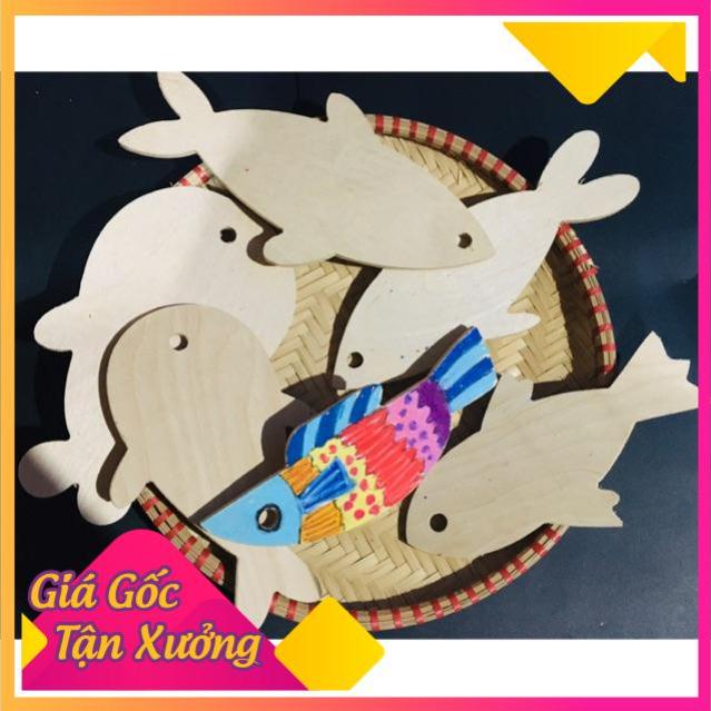 Bộ 10 cá gỗ mộc 20cm cho bé tô màu sáng tạo - MỘC XINH