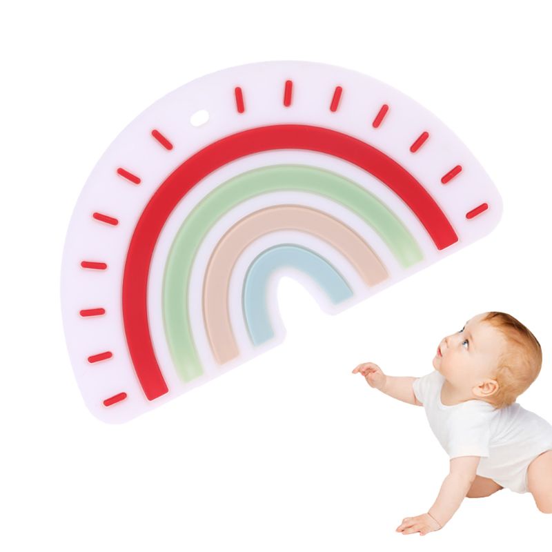 Đồ Chơi Ngậm Mọc Răng Bằng Silicon Hình Cầu Vồng Dễ Thương Cho Bé Sơ Sinh