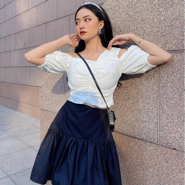 25 STUDIO Chân váy cạp cao dáng xòe Ruffled Skirt