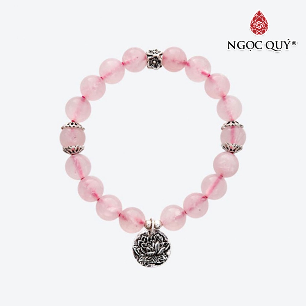 Vòng tay TA hồng charm hoa sen - Ngọc Quý