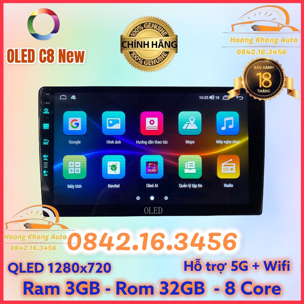 Màn hình android OLED C8 New theo xe Hilux + Fortuner 2010 - 2016 ĐH tự động  kèm dưỡng và jack nguồn zin theo xe