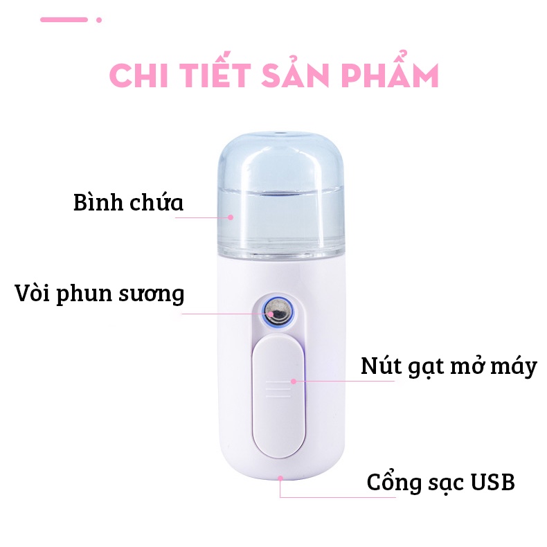 Máy phun sương - Xịt khoáng - Máy xông hơi mini giá rẻ, cấp ẩm chăm sóc da