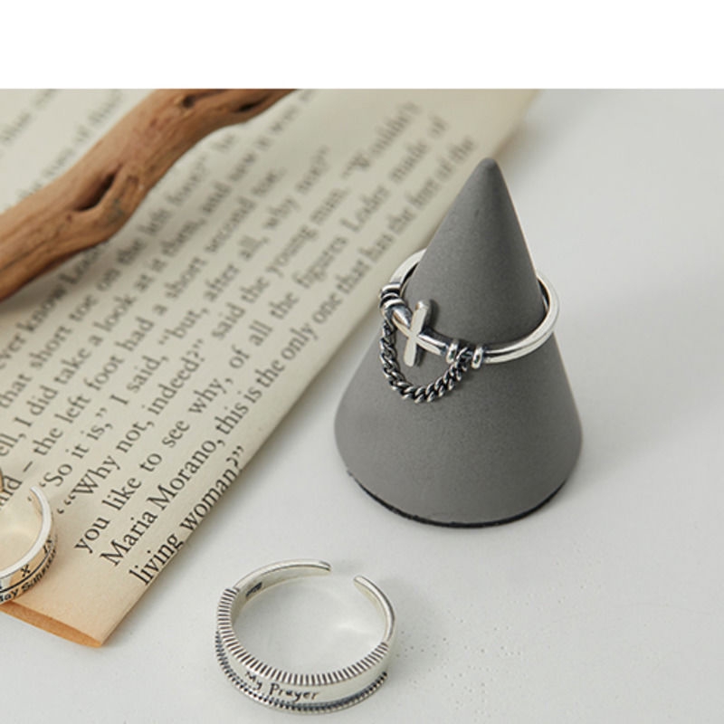 Nhẫn chữ thập màu bạc phong cách cổ điển cá tính