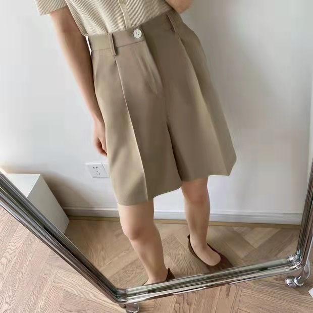 Quần Lửng Màu Trơn Phối Túi Thiết Kế Thanh Lịch Cho Phái Nữ